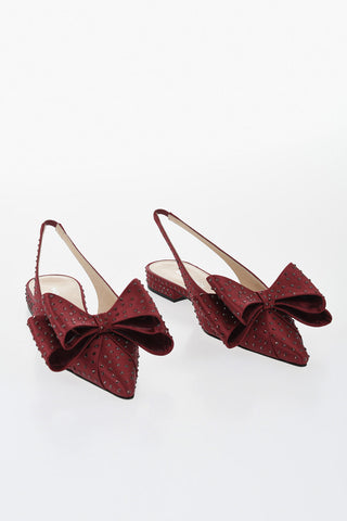 Slingback Basse LE CADEAU in Raso Con Strass 