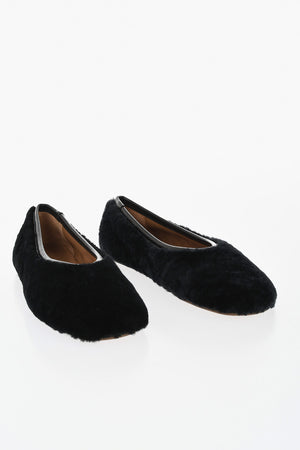 Ballerinas Aus Shearling Einfarbig