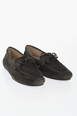 Suede Deck Loafers Solid Color