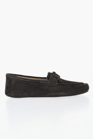 Suede Deck Loafers Solid Color