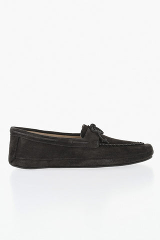 Suede Deck Loafers Solid Color
