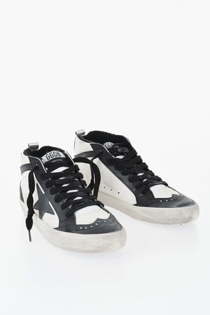 Sneakers Mid-Top in Pelle Vegan Bicolore Effetto Vintage