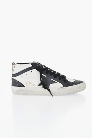 Sneakers Mid-Top in Pelle Vegan Bicolore Effetto Vintage