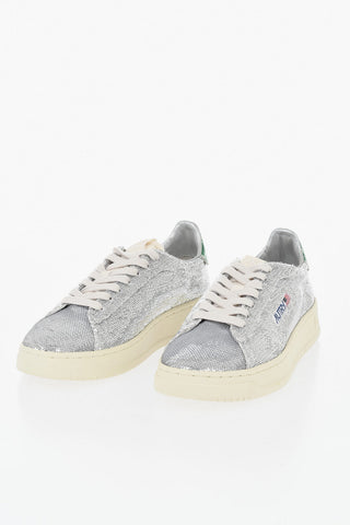 Sequin Low-Top Sneakers DALLAS With Crocodile-Effect Leather Detail