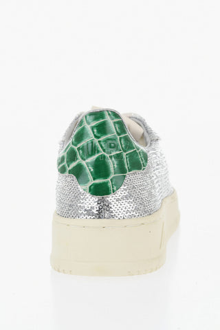 Sequin Low-Top Sneakers DALLAS With Crocodile-Effect Leather Detail