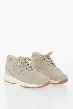 Sneakers INTERACTIVE in Suede a Tinta Unita con Dettaglio in Strass