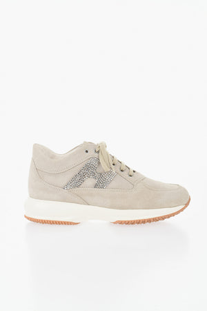 Sneakers INTERACTIVE in Suede a Tinta Unita con Dettaglio in Strass