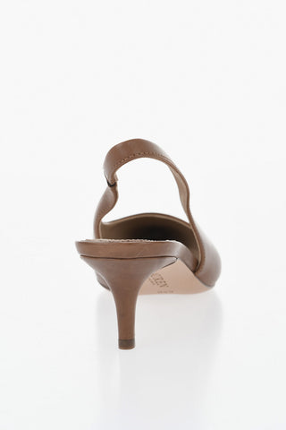 LAUREN Leather Slingback Solid Color with 6 cm Kitten Heel