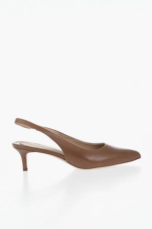 LAUREN Leather Slingback Solid Color with 6 cm Kitten Heel