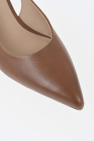 LAUREN Leather Slingback Solid Color with 6 cm Kitten Heel