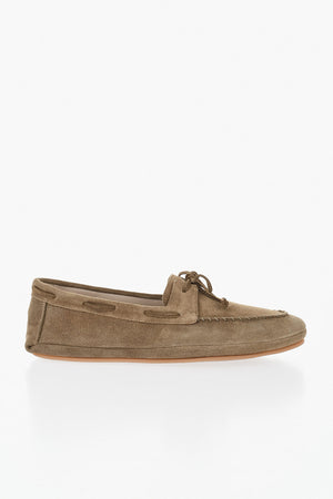 Suede Deck Loafers Solid Color