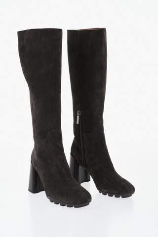 Suede Boots with Side Zip and 8.5cm Heel