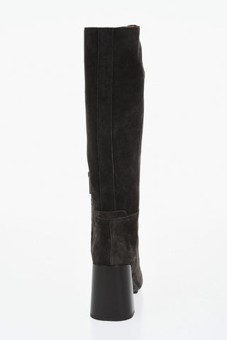 Suede Boots with Side Zip and 8.5cm Heel
