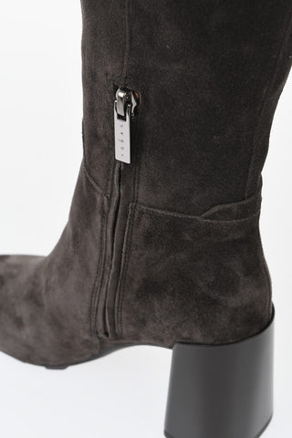 Suede Boots with Side Zip and 8.5cm Heel