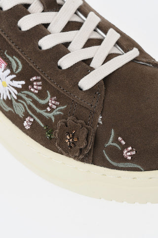 Suede Low-Top Sneakers DALLAS with Floral Details