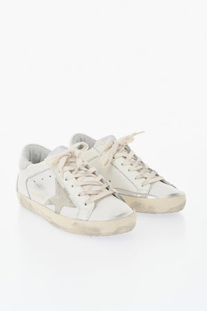 Sneakers Basse SUPER-STAR DOUBLE QUARTER in Pelle Effetto Vintage con Dettaglio in Cavallino