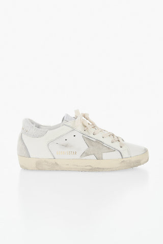 Flache SUPER-STAR DOUBLE QUARTER Sneaker aus Leder mit Vintage-Effekt und Ponyfell-Detail