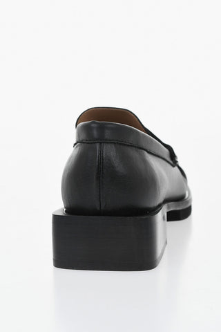 Leather Loafers With Silver Detail And 3.5cm Block Heel