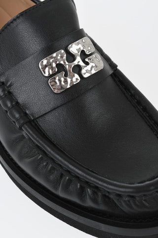 Leather Loafers With Silver Detail And 3.5cm Block Heel
