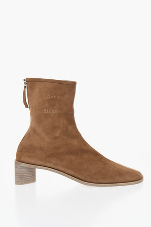 Suede Ankle Boots with Rear Zip and 5cm Heel