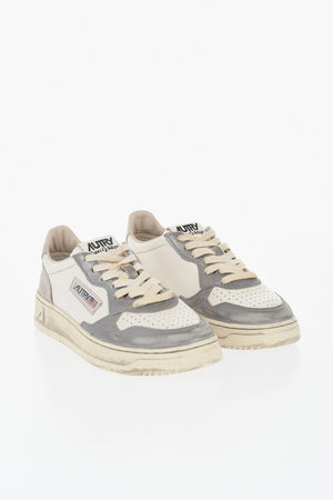 Sneakers Basse SUPER VINTAGE in Pelle Bicolore con Dettagli Metallizzati