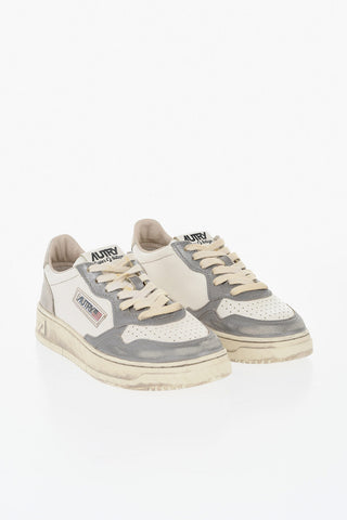 Two-Tone Leather Low-Top Sneakers SUPER VINTAGE with Metallic Details