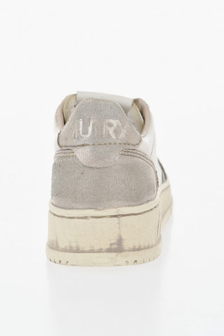 Two-Tone Leather Low-Top Sneakers SUPER VINTAGE with Metallic Details
