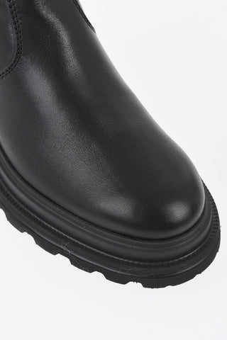 Solid-Color Leather Chelsea Ankle Boots with Lug Sole