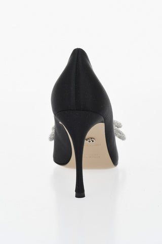 Decollete' in Satin con Maxi Fiocco Frontale in Gioielli 9cm