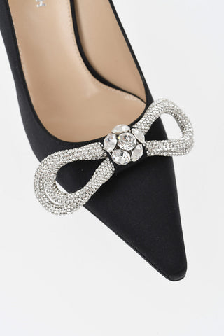 Decollete' in Satin con Maxi Fiocco Frontale in Gioielli 9cm