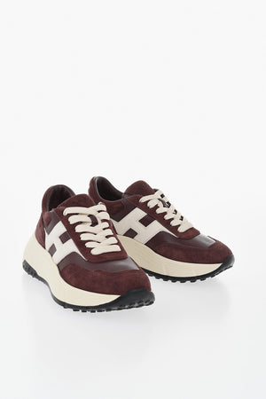 Sneakers in Pelle e Suede con Dettagli a Contrasto