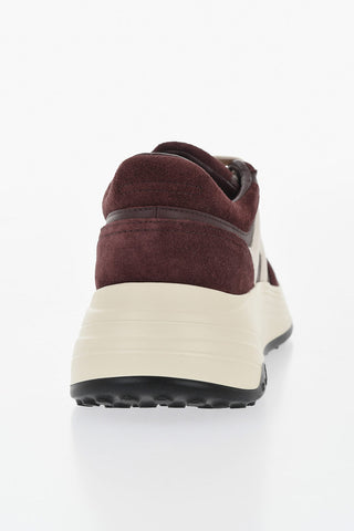 Leather and Suede Sneakers with Contrasting Details