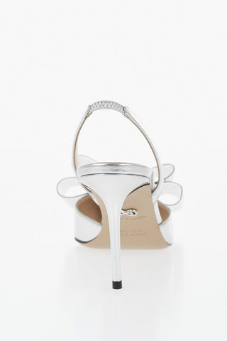Metallic Leather Low Slingbacks LE CADEAU With Maxi Bow 9cm