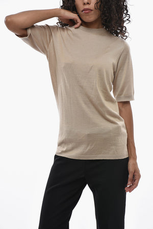 Cashmere and Silk Short-Sleeve Crewneck