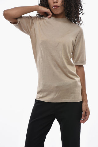 Cashmere and Silk Short-Sleeve Crewneck