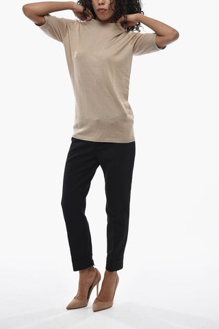 Cashmere and Silk Short-Sleeve Crewneck