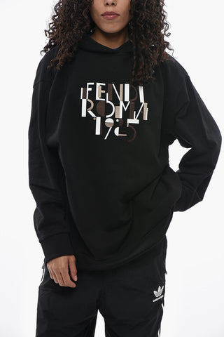 Cotton Fleece Hoodie with Embossed Logo