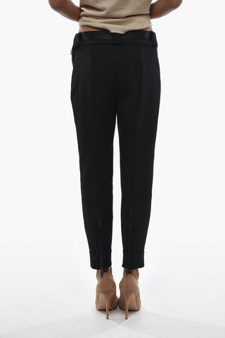 Solid-Color Trousers with Ankle Zip and Industrial Belt