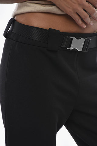Solid-Color Trousers with Ankle Zip and Industrial Belt