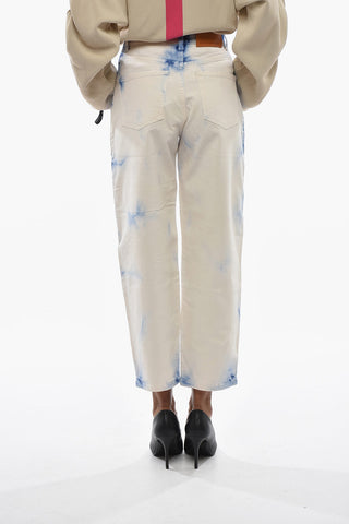 Stretch Denim Tie-Dye Effect Cargo Jeans 17cm