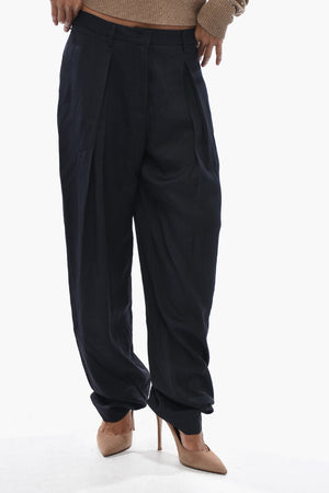 Solid-Color Trousers with One Pleat