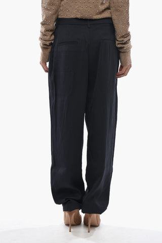Solid-Color Trousers with One Pleat
