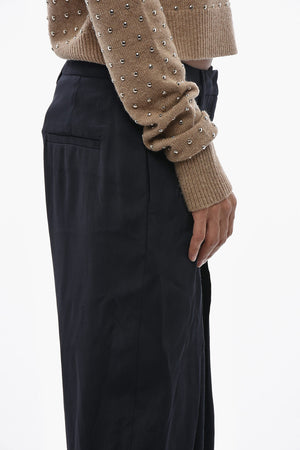Solid-Color Trousers with One Pleat
