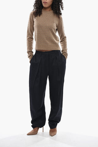Solid-Color Trousers with One Pleat