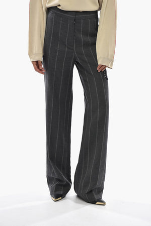 Straight-Leg Lurex-Striped Trousers