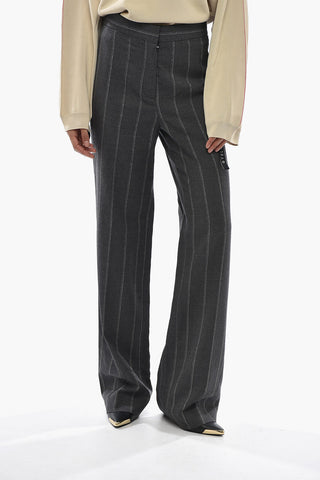 Straight-Leg Lurex-Striped Trousers