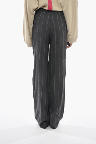 Straight-Leg Lurex-Striped Trousers
