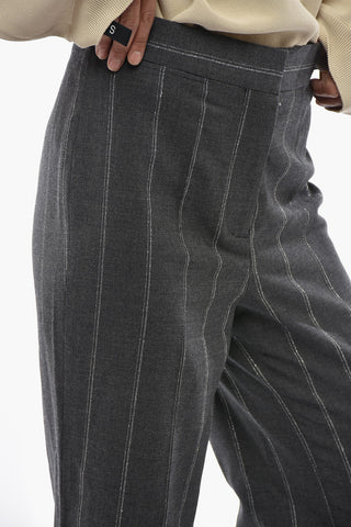 Straight-Leg Lurex-Striped Trousers