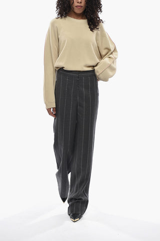 Straight-Leg Lurex-Striped Trousers