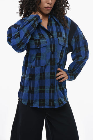 Wool And Cotton Checked Shirt GWEN With Double Pocket